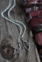 Only 1 left!! Cupids Bow and Arrow Necklace - Sterling Silver - 24" Chain Included