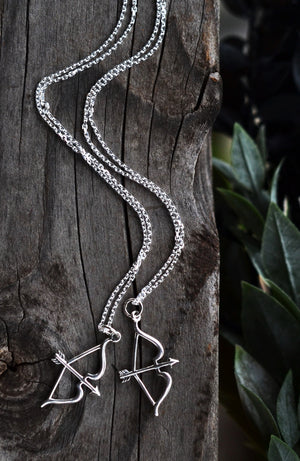 Only 1 left!! Cupids Bow and Arrow Necklace - Sterling Silver - 24" Chain Included