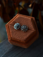 Only 2 Pairs Left! Sterling Silver Spider in Web Stud Earrings