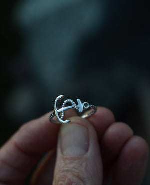 Anchor and Rope Ring - Sterling Silver - Only SIZES 7, 9 and 10 are left!