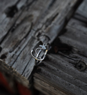 Anchor and Rope Ring - Sterling Silver - Only SIZES 7, 9 and 10 are left!