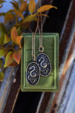 Garden Temptation Snake/Flowers Charm - BRASS-  18" Chain Included