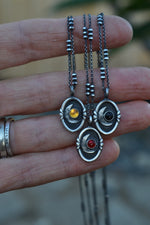 Crescent Moon Cameo Charm Necklace - Choose Your Stone and Chain Length