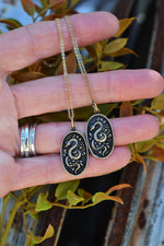Garden Temptation Snake/Flowers Charm - BRASS-  18" Chain Included