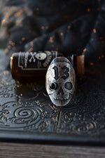 Skull Ring Lucky #13 - Black Onyx -  Will fit like a Size 10.5