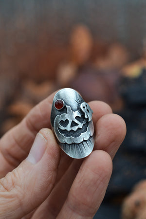 Jack-0-Lantern Ghost Ring - Carnelian - Will Fit Like a Size 5.5
