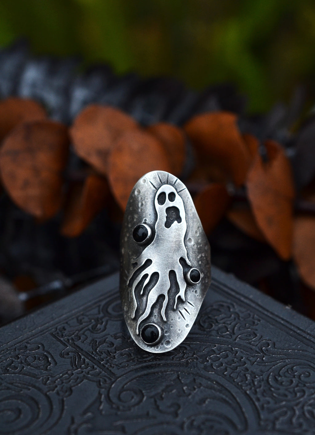 Ghastly Ghost Ring - Black Onyx - Will Fit Like a Size 8.5