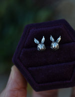 Only 1 Pair Left! Dark Spring Rabbit Head Studs - Sterling Silver