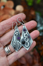 Mismatched Ghost/Boo Earrings - Amethyst and Black Onyx