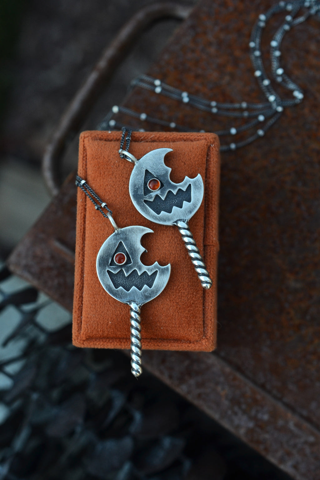 Trick R Treat. Sam's Lollipop Necklace with Carnelian - 18" or 20" Chain Included