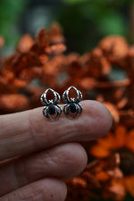 Black Onyx Spooky Spider Studs - Sterling Silver