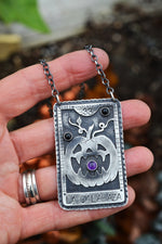 Spooky Loteria Card - La Calabaza - Chain is adjustable at 18" and 20"