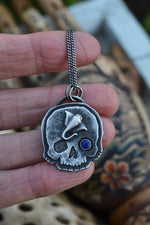 Skull Charm -  Manta Ray - Lapis Lazuli- 24" Chain Included
