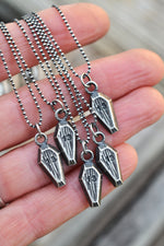 Mini "13" Coffin Charm Necklace - Sterling Silver - 18" Chain Included
