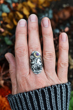 Terror of Sleepy Hollow Ring -  Amethyst and Black Onyx - Will Fit Like a Size 8.5