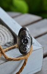 Seahorse Hibiscus Flower Saddle Ring - Will fit like a Size 10.5