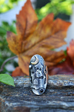 Haunted House Ring - Black Onyx and Carnelian - Will fit like a size 8