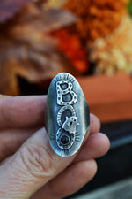 "Boo" Ghostie Ring - Black Onyx - Will Fit Like a Size 10