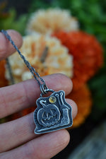 Jack-o-Lantern Snail - Sterling Silver - Citrine