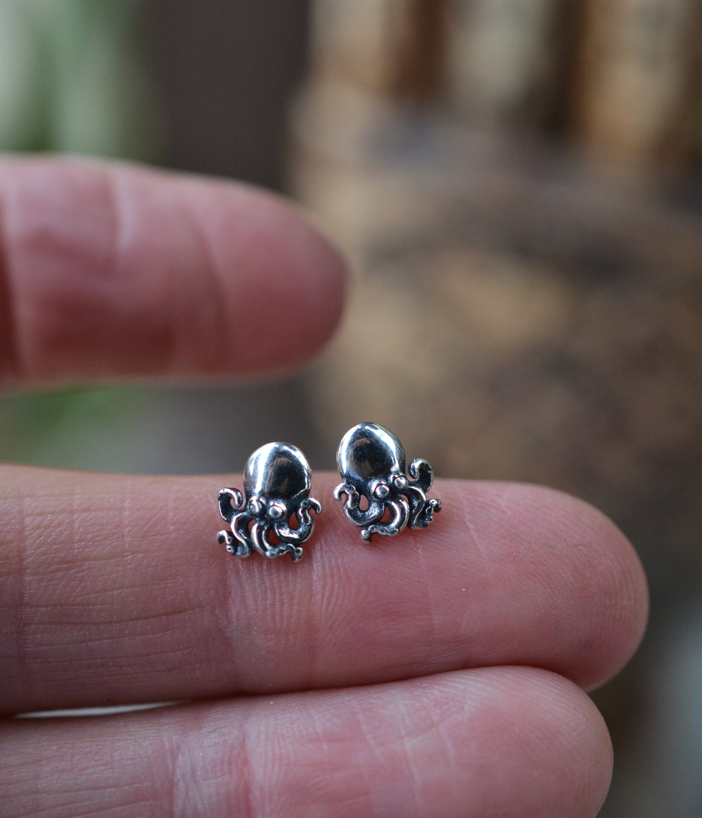 Low Stock! Octopus Stud Earrings - Sterling Silver