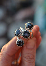 Snowflake Obsidian Gemstone Gallery Ring - Sterling Silver Classic Ring - Sizes 6-10