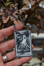 Spooky Loteria Card - La Fantazma - Chain is adjustable at 16" and 18"