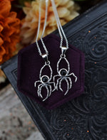 Black Onyx Spider Charm Necklace - 24" Chain Included