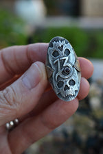Valloween Lucky 13 Twin Skulls Hearts Ring -  Garnet - Will Fit Like a Size 9