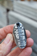 "Never Trust the Living" Tombstone Ring - Black Onyx - Will Fit Like a Size 10