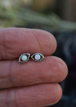 Tiny Opal Third Eye Studs - Sterling Silver