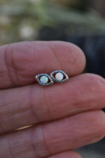 Tiny Opal Third Eye Studs - Sterling Silver