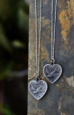 Heart Swallow Pendant - Double Sided - 16"or 18" Chain Included