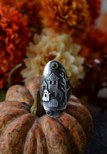 Haunted House Ring - Peridot and Black Onyx - Will fit like a size 9
