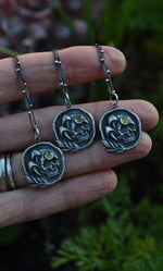 Death in the Forest - Peridot - Mushroom/Skull Charm - Chain Included