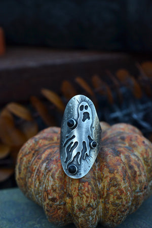 Ghastly Ghost Ring - Black Onyx - Will Fit Like a Size 8.5