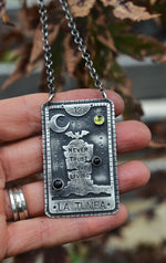 Spooky Loteria Card - La Tumba - Chain is adjustable at 20" and 22"