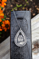 Til Death Tombstone / Bat Charm Necklace - Black Onyx - 18" Chain Included