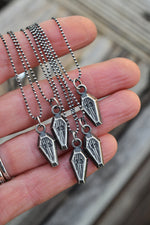 Mini "13" Coffin Charm Necklace - Sterling Silver - 18" Chain Included