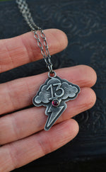 Lucky 13 Tattoo Cloud Necklace - Garnet - 18" Stationary Chain Included
