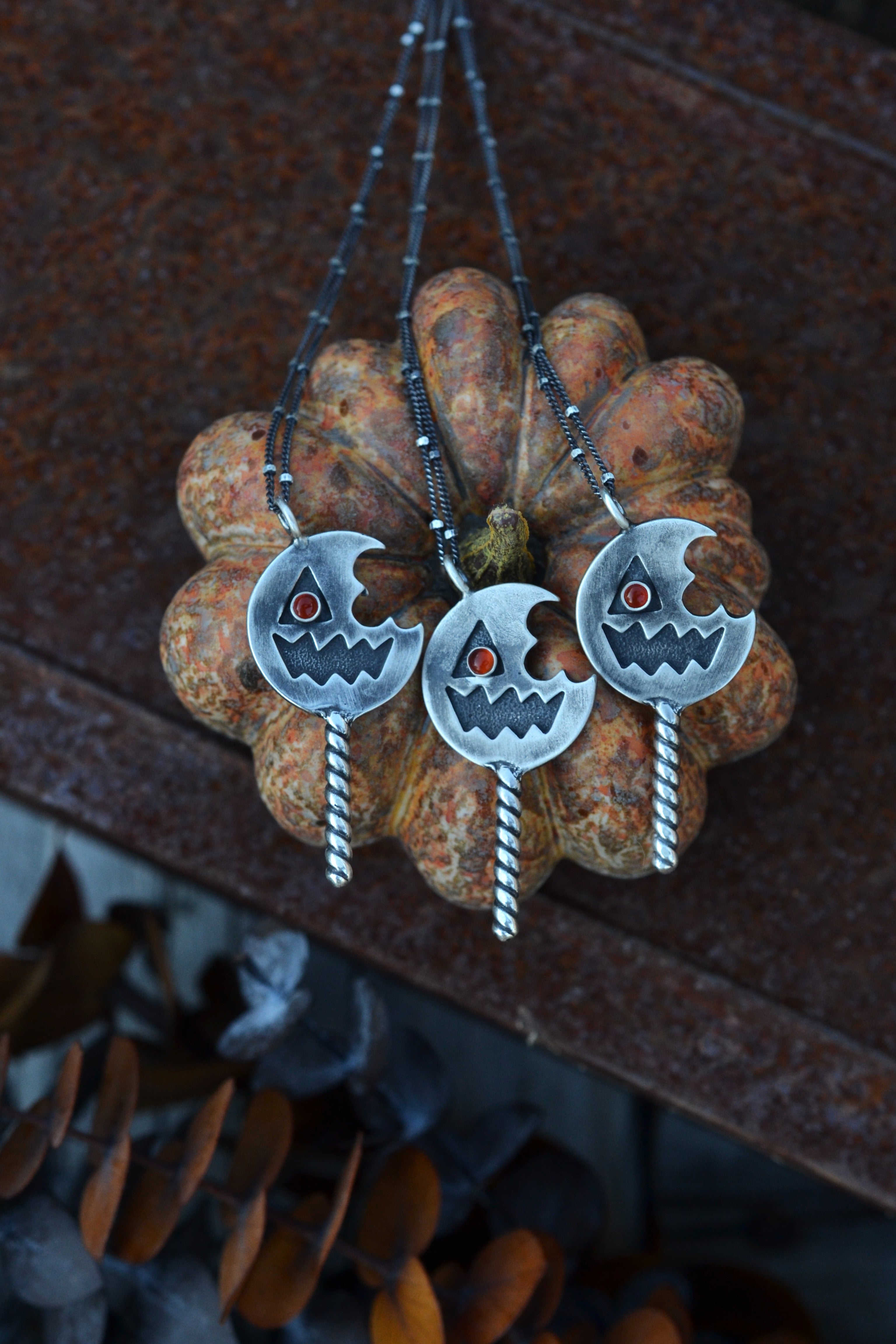 Trick R Treat. Sam's Lollipop Necklace with Carnelian - 18" or 20" Chain Included