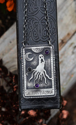 Spooky Loteria Card - La Fantazma - Chain is adjustable at 16" and 18"