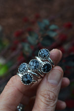 Snowflake Obsidian Gemstone Gallery Ring - Sterling Silver - Sizes 6-10