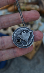 Midnight Moon Necklace - Manta Ray and Black Star Diopside