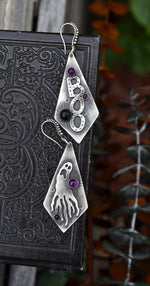 Mismatched Ghost/Boo Earrings - Amethyst and Black Onyx