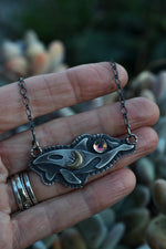Pre-Order! Orca Whale Pendant - Rainbow Mist Topaz - 20" Chain