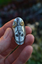 Burning the Candle Skull Ring - Will Fit like a Size 8.5 - Sterling Silver & Brass
