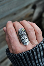 Skull Candle 13 Ring - Peridot and Black Onyx -  Will fit like a Size 9