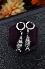 Only 2 Pair Left! Hanging Bat Huggie Hoops - Sterling Silver