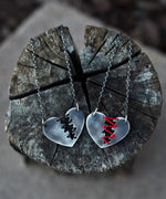 PRE-ORDER -Mended Heart Necklace - Choose your Thread Color - 18" Chain Included