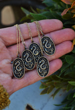 Garden Temptation Snake/Flowers Charm - BRASS-  18" Chain Included